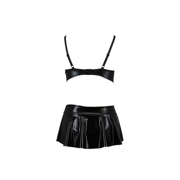 Комплект белья под латекс Passion DEBY SET XXL/XXXL, black, лиф, мини-юбочка, стринги PS25703 фото
