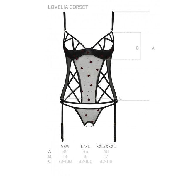 Корсет с подвязками, стринги Passion LOVELIA CORSET S/M, black SO4766 фото