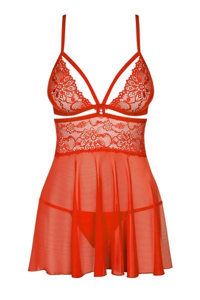 Бебі-дол Obsessive 838-BAB-3 babydoll & thong red S/M SX1119 фото