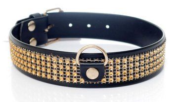 Ошейник из искуственной кожи с кристаллами Fetish Boss Series - Collar with crystals Gold, BS3300102 BS3300102 фото