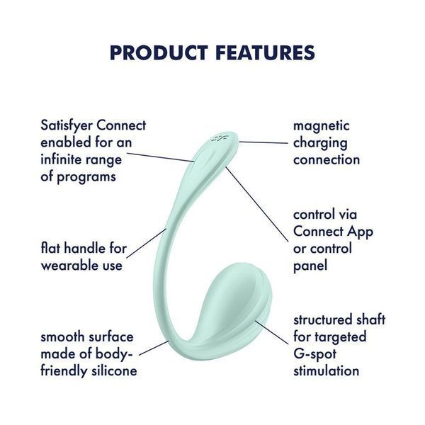 Смарт-виброяйцо Satisfyer Smooth Petal Connect App Mint SX0666 фото