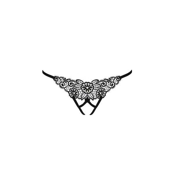 Трусики кружевные с доступом Passion Exclusive VIOLANTE THONG XXL/XXXL, black PS24303 фото