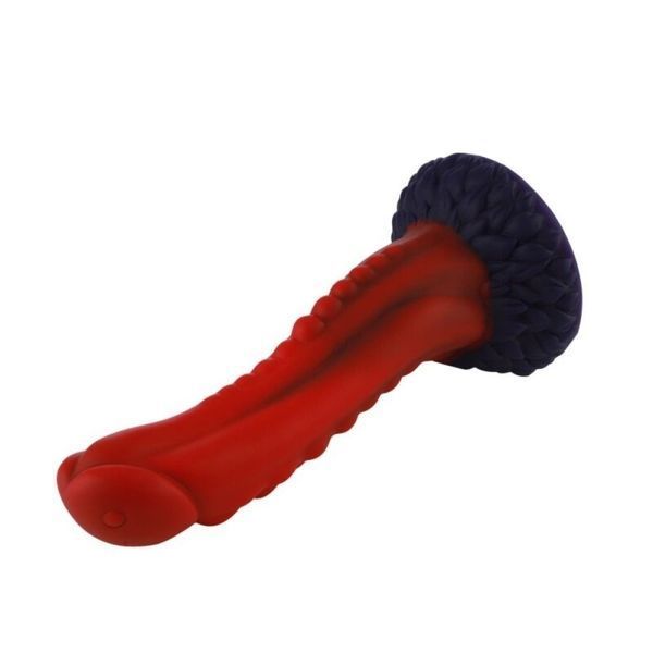 Фаллоимитатор для секс-машин Hismith 8.35&Prime; Curved Silicone Dildo Red Monster Series, система KlicLok SO9966 фото
