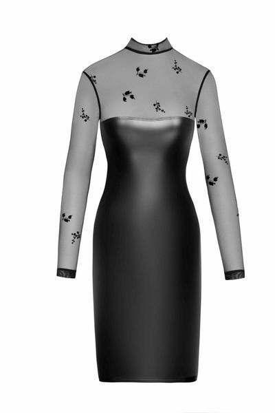 Сукня Noir Handmade F310 Sublime, S, black, міді, мокрий ефект, верх &mdash; сітка, довгий рукав SX0297 фото