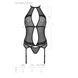 Корсет з пажами Passion SATARA CORSET XXL/XXXL black, стрінги, мереживо, застібки спереду та ззаду SO8477 фото 5