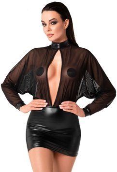 Платье Noir Handmade F348 Powerwetlook and tulle dress - 3XL SX2094 фото