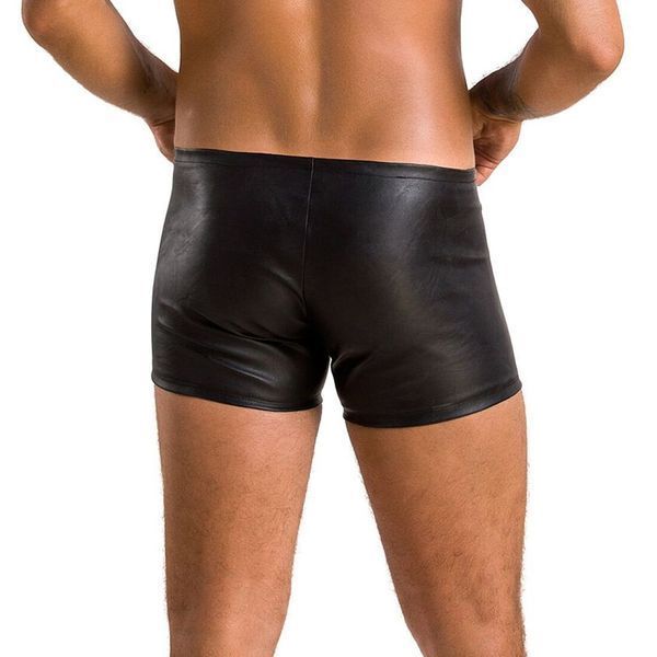 Мужские кожаные боксеры с молниями Passion 049 SHORT MATT XXL/XXXL Black SO7620 фото