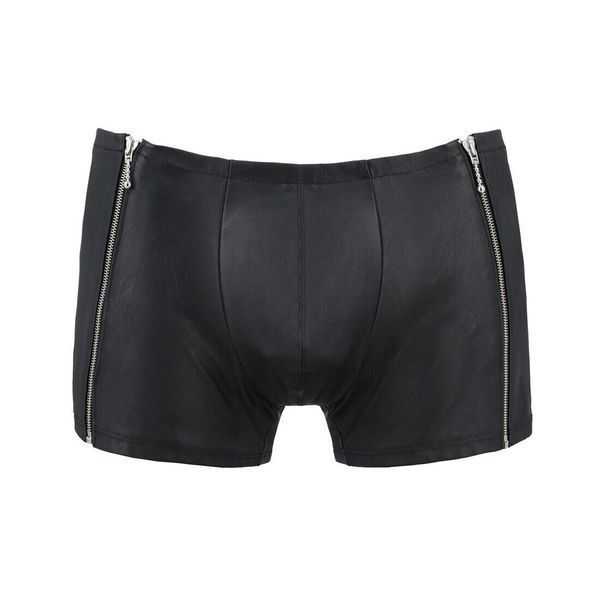 Мужские кожаные боксеры с молниями Passion 049 SHORT MATT XXL/XXXL Black SO7620 фото