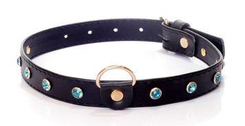 Ошейник из искуственной кожи с кристаллами Fetish Boss Series - Collar Turquoise Crystal, BS3300119 BS3300119 фото