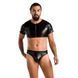 Комплект мужского белья под латекс Passion 057 SET PETER L/XL Black, кроп-топ, стринги SO7633 фото 3