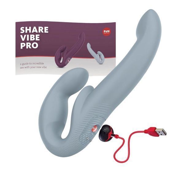 Безремневой страпон с вибрацией Fun Factory SHARE VIBE PRO cool grey, регулируемый SX0977 фото
